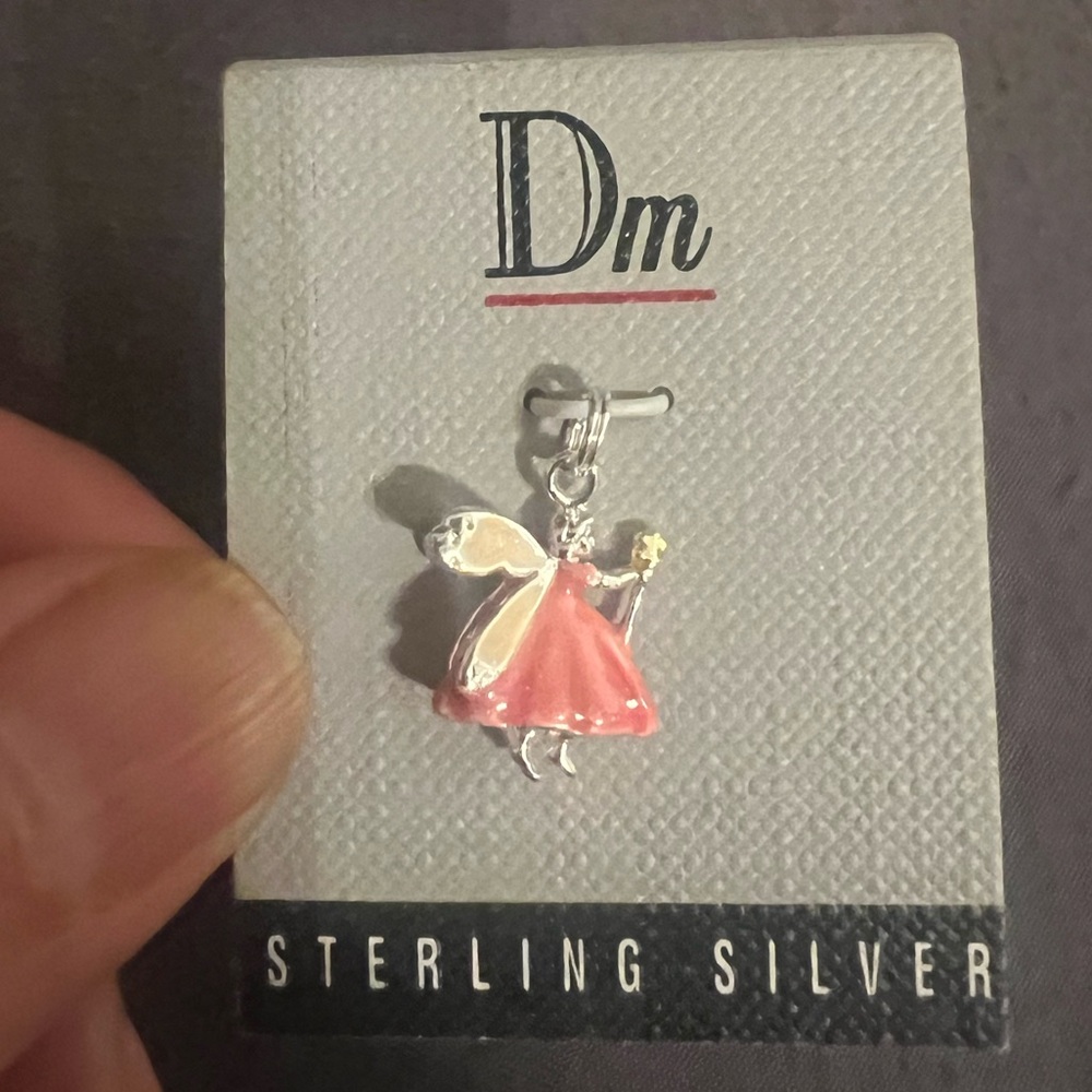 Dm Vintage Sterling Silver Pink Fairy Charm, new with pkg., made in Thailand